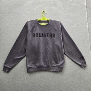 Rawgear Men Sweatshirt LARGE Gray Fleece Logo Text Activewear Long Sleeve